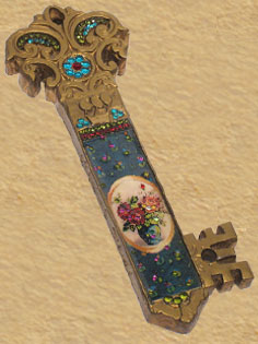 Antique Roses key mezuzah C